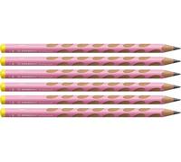 Lápiz de grafito ergonómico STABILO EASYgraph - Caja con 6 unidades - Color de cuerpo rosa pastel - Dureza HB - Modelo para zurdos
