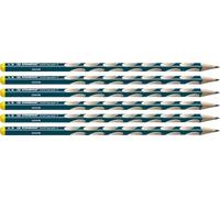 STABILO Lápiz triangular ergonónimo fino EASYgraph S - Caja con 6 unidades, dureza HB, color de cuerpo petroleo, modelo para Zurdos