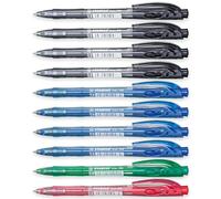 STABILO Liner - Bolígrafo retráctil fino, paquete de 10 (negro, azul, verde, rojo)