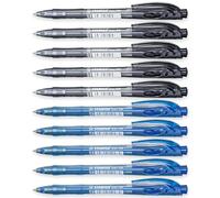 STABILO Liner - Bolígrafo retráctil fino, paquete de 10 unidades (negro, azul)