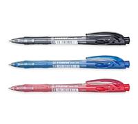 STABILO Liner - Bolígrafo retráctil fino, paquete de 3 (negro, azul, rojo)