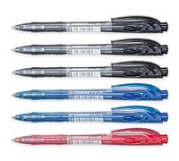 STABILO Liner - Bolígrafo retráctil fino, paquete de 6 (negro, azul, rojo)