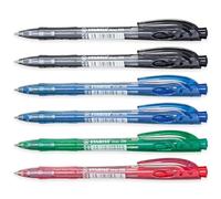 STABILO Liner - Bolígrafo retráctil fino, paquete de 6 (negro, azul, verde, rojo)