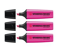 STABILO Lot de 3 Surligneurs "BOSS ORIGINAL" Rechargeable Pte Biseautée 2 - 5 mm Lilas