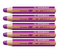 Stabilo lot de 6 crayons aux talents multiples woody 3 in 1, rond,bruy