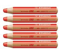 Stabilo lot de 6 crayons aux talents multiples woody 3 in 1, rond, rou