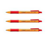 Stabilo Pointball Boligrafo Retractil - Punta de 1mm - Tinta con Base de Aceite - Recargable - 79% Plastico Reciclado - Grip Antideslizante - Color Rojo