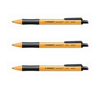 Stabilo Lote de 3 bolígrafos retráctiles de bola, trazo de 0,5 mm, color negro