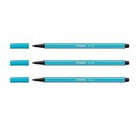 Stabilo - Lote de 3 rotuladores de dibujo Pen 68 PTE ojival mediana 1 mm azul neón