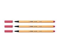 STABILO Lote de 3 rotuladores de punta fina (0,4 mm), color rojo
