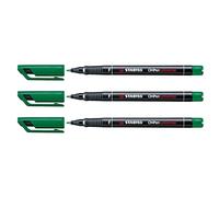 Stabilo - Lote de 3 rotuladores para transparente OHPen permanente PTE fina verde