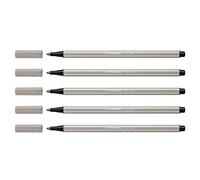 STABILO Lote de 5 bolígrafos de fieltro con diseño de pluma 68, color gris perla