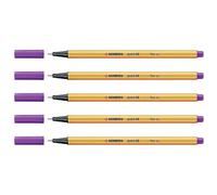 Stabilo - Lote de 5 bolígrafos (punta fina, 0,4 mm, punta fina, 5 unidades), color lila