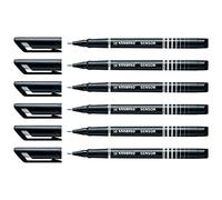 STABILO Lote de 6 bolígrafos de fieltro Fineliner Sensor punta fina negra