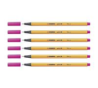 Stabilo - Lote de 6 bolígrafos (punta fina, 0,4 mm, punta fina, 6 unidades), color rosa