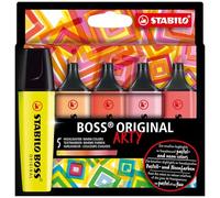 Rotulador stabilo boss fluorescente 70 arty line colores calidos estuche cartón de 5 unidades colores