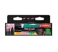 STABILO - Marcador acrílico - FREE Acrylic - Set de puntas mixtas - Pack de 3 unidades color negro