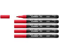 STABILO - marcador acrílico - FREE Acrylic T100 | ancho de línea 1-2 mm, pack de 5, carmín
