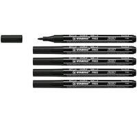 STABILO - Marcador acrílico - FREE Acrylic - T100 Punta redonda 1-2mm - Pack de 5 - negro