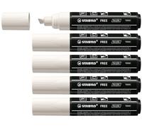 STABILO - Marcador acrílico - FREE Acrylic - T800C Punta biselada 4-10mm - Pack de 5 - blanco
