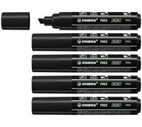STABILO - Marcador acrílico - FREE Acrylic - T800C Punta biselada 4-10mm - Pack de 5 - negro