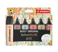 STABILO Marcador BOSS ORIGINAL NatureCOLORS - Estuche con 6 colores (verde barro