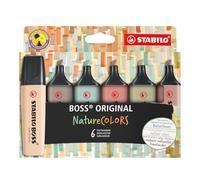 STABILO Marcador BOSS ORIGINAL NatureCOLORS - Estuche con 6 colores (verde barro, verde tierra, ocre oscuro, siena, beige, gris cálido)