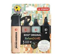 STABILO Marcador BOSS ORIGINAL NatureCOLORS - Estuche con 4 colores (beige, gris cálido, verde tierra, negro)