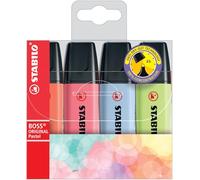 STABILO - marcador - BOSS ORIGINAL Pastel | pack de 4, coral meloso, rosacerezo en flor, azul celeste, chispa de lima