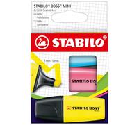 STABILO Boss Mini - Rotuladores fluorescentes (3 unidades), color amarillo, azul y rosa