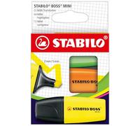 STABILO - Marcador fluorescente - BOSS MINI - Estuche de 3 - amarillo, naranja, verde