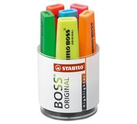 STABILO - Marcador fluorescente - BOSS ORIGINAL - Cubilete de 6 - amarillo, verde, naranja, rojo, rosa, azul