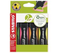STABILO - Marcador fluorescente ecológico - GREEN BOSS - Estuche de 4 - verde, rosa, naranja, amarillo
