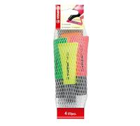 STABILO Marcador fluorescente NEON - Cuerpo semiblando - Malla con 4 colores