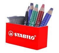 STABILO - Marcador para pizarra blanca y rotafolios - MARKdry - Bote magnético con 5 unidades + 1 paño