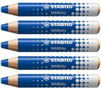 STABILO Marcador para pizarra blanca y pizarra de papel MARKdry - Caja con 5 unidades - Color azul