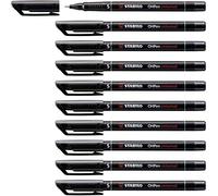 STABILO Marcador permanente OHPen - Caja con 10 unidades - Color negro - Punta superfina