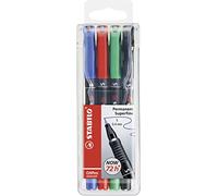 STABILO Marcador permanente OHPen - Estuche con 4 colores - Punta superfina