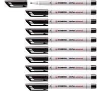 STABILO - Rotulador permanente - OHPen universal - punta fina soluble en agua - Pack de 10 - negro