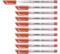 Stabilo 852/40 - Bolígrafo con tinta lavalbe (tinta color rojo, 10 unidades, con tapón)