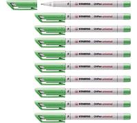 Stabilo Ohpen universal - Caja con 10 rotuladores de punta fina, fino, deleble en agua, color verde
