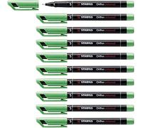 STABILO Marcador permanente OHPen – Punta superfina – Color verde – Caja con 10 unidades