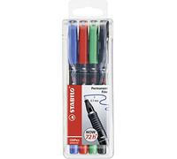 STABILO - marcador permanente - OHPen universal | tinta permanente, punta fina, pack de 4, verde, rojo, azul, negro