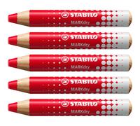 STABILO Marcador para pizarra blanca y pizarra de papel MARKdry - Caja con 5 unidades - Color rojo