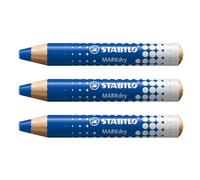 STABILO Markdry - Lote de 3 lápices marcadores, color azul