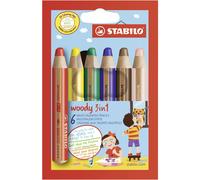STABILO Multi-Talented Pencil woody 3 in 1 - Pack of 6 - Assorted Colo