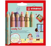 STABILO Multi-talented Pencil woody Pastel 3-in-1 Wallet of 6 - Assort