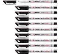 STABILO OHPen universal - Bolígrafo de punta media (10 unidades, caja plegable), color negro
