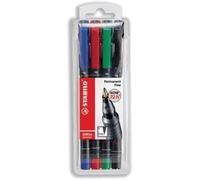 STABILO Marcador permanente OHPen Punta media Estuche de 4 colores: verde, rojo, azul, negro