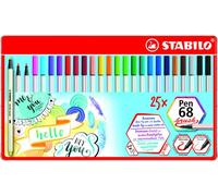 STABILO - rotulador premium punta de pincel - Pen 68 brush | ancho de línea variable, estuche de metal de 25